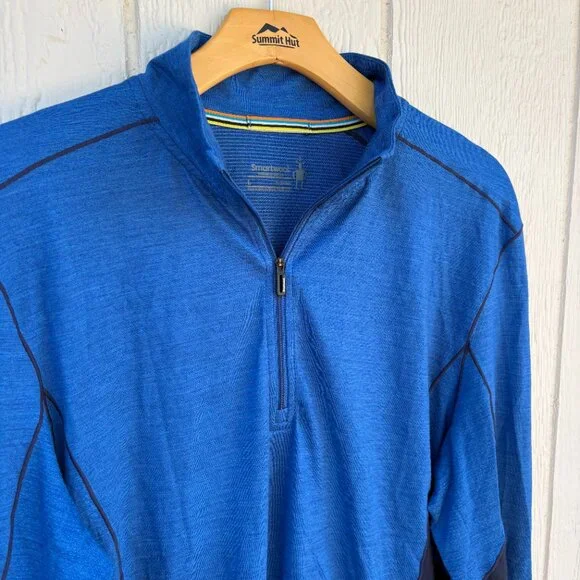 Smartwool Merino Sport 150 Long Sleeve 1/4 Zip Men's Large Blue Outdoor Gorpcore - Picture 4 of 10
